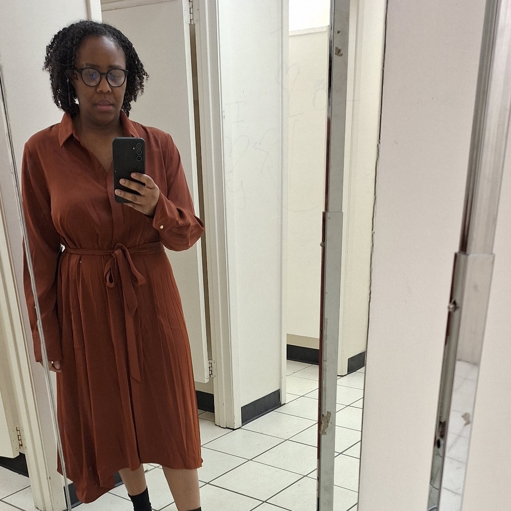 Rust Orange Long Sleeve Midi Dress XL